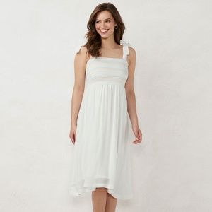 White Smocked Sundress with Tie Shoulders | LC Lauren Conrad